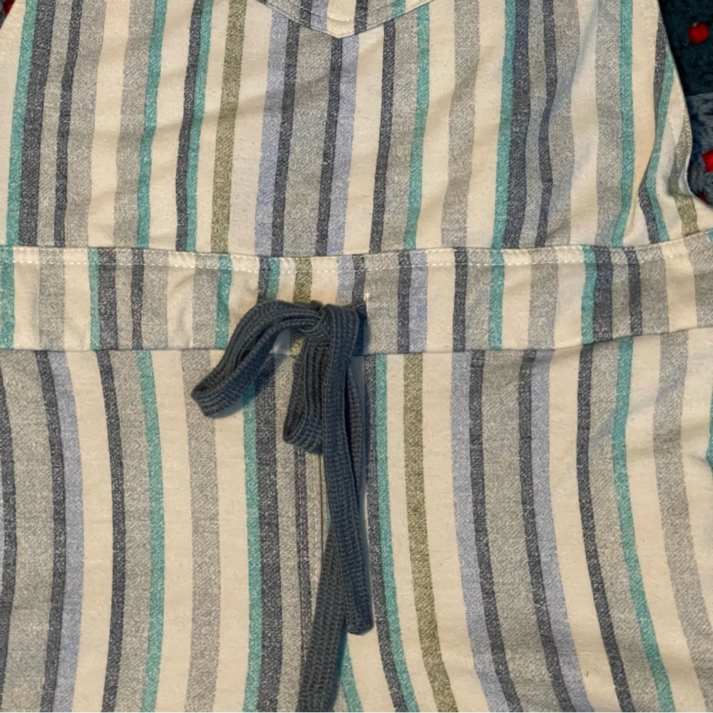 Full Circle Trends Blue Striped Jersey Shortalls Adjustable Straps Size Large - Picture 2 of 5